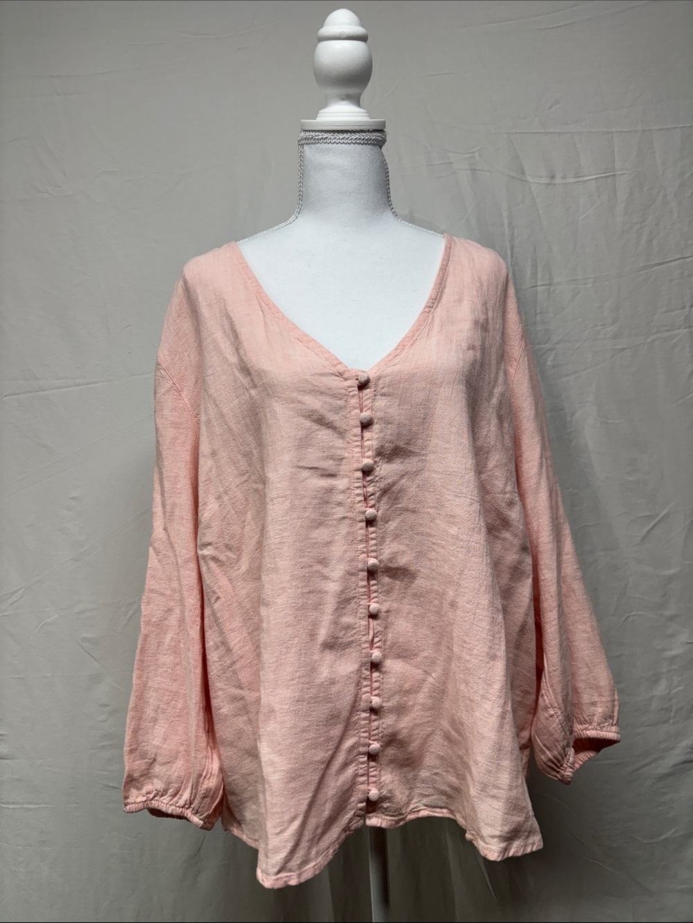 Laura Ashley Blush Pink V-Neck Button Front Blouse
